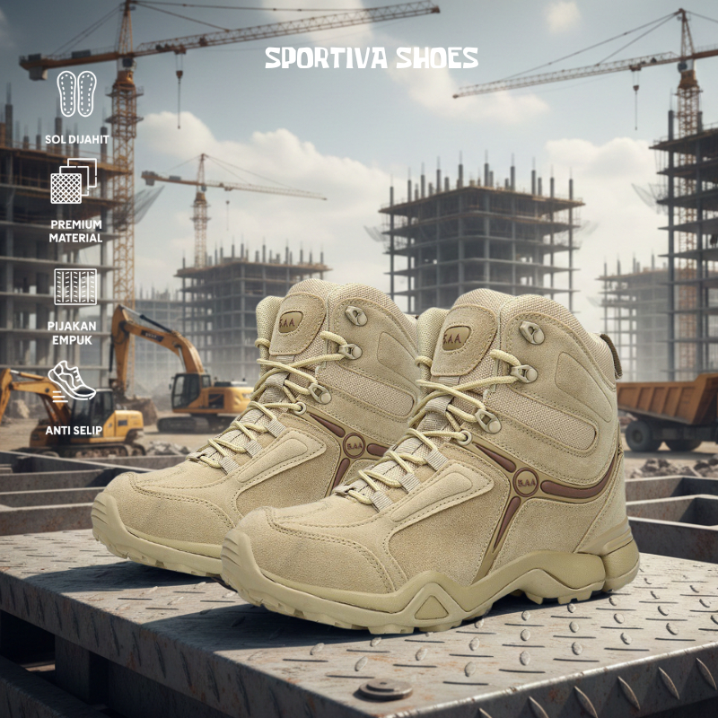 Sepatu Boots Safety Tactical Delta Satpol pp Polisi TNI Pdl PDH - Sepatu Hiking Gunung Pria Original