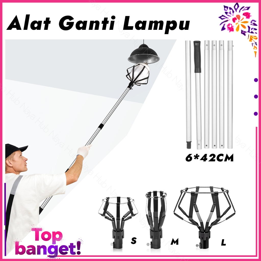 Tongkat Pengganti Lampu 235cm Tongkat Pasang Lampu Alat Ganti Lampu Bohlam Untuk Semua Jenis Bohlam 