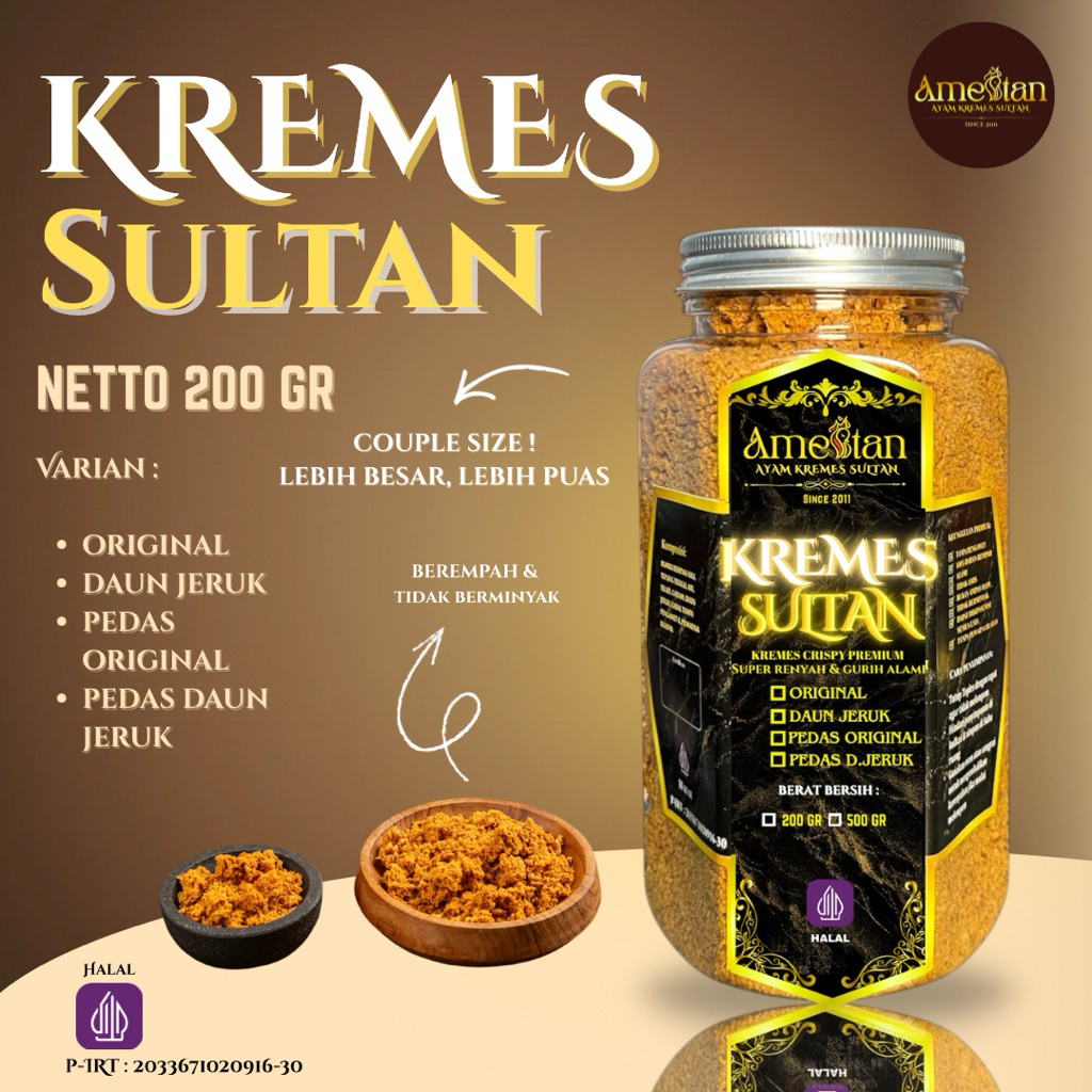 AMESTAN Ayam Kremes Sultan 4 Varian Rasa 200gr Halal 100%