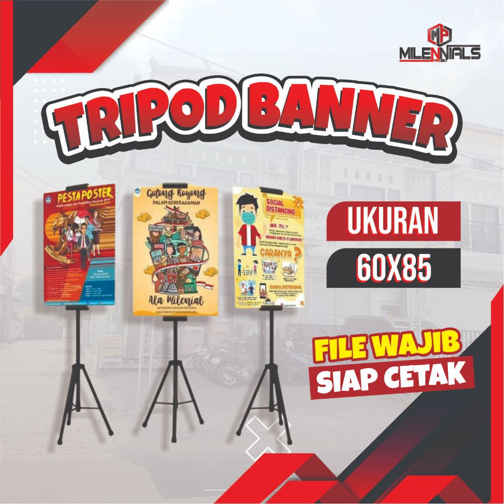 Tripod Banner 2 Sisi / Standing Banner Promosi / Tripod Stand Banner Berdiri / Tiang Banner 2 Sisi /