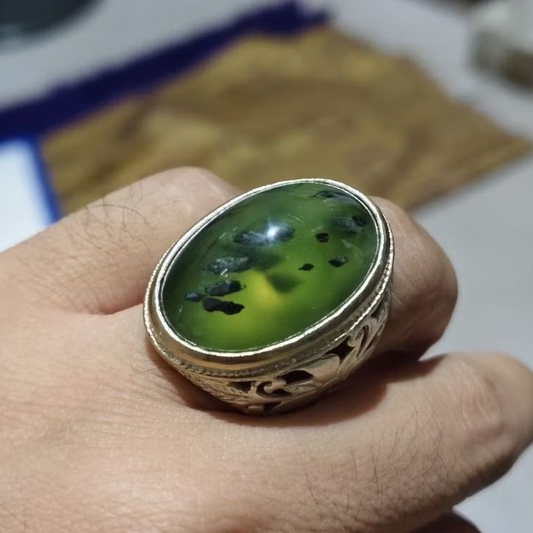 Natural Giok Aceh Serpentine Hijau Cincau Lumut Top Kristal ngairnya ajiib banget