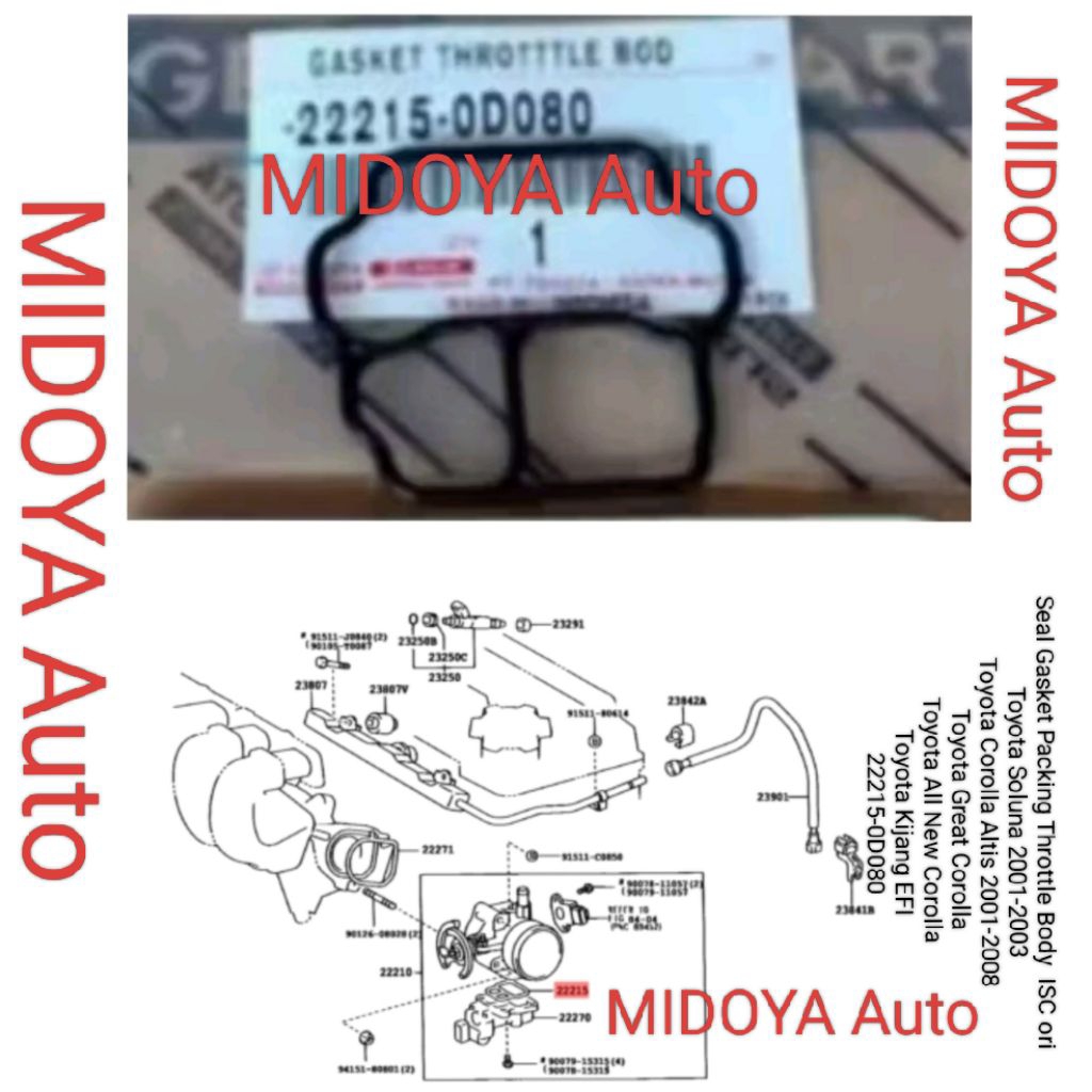 22215-0D080 Packing Gasket Throttle ISC Body Cover Seal Paking Trotol Bodi Soluna Great dan Allnew C