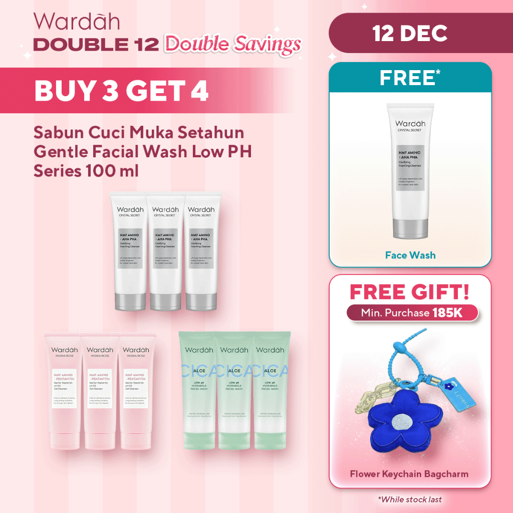 Wardah 100rb-an Sabun Cuci Muka Setahun Gentle Facial Wash Low PH Series 100 ml (NMF Amino Crystal S