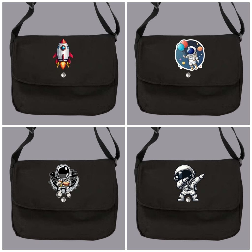 Tas selempang kanvas astronot/Tas selempang kanvas premium/Sling bag canvas premium/Tas bahu unisex/
