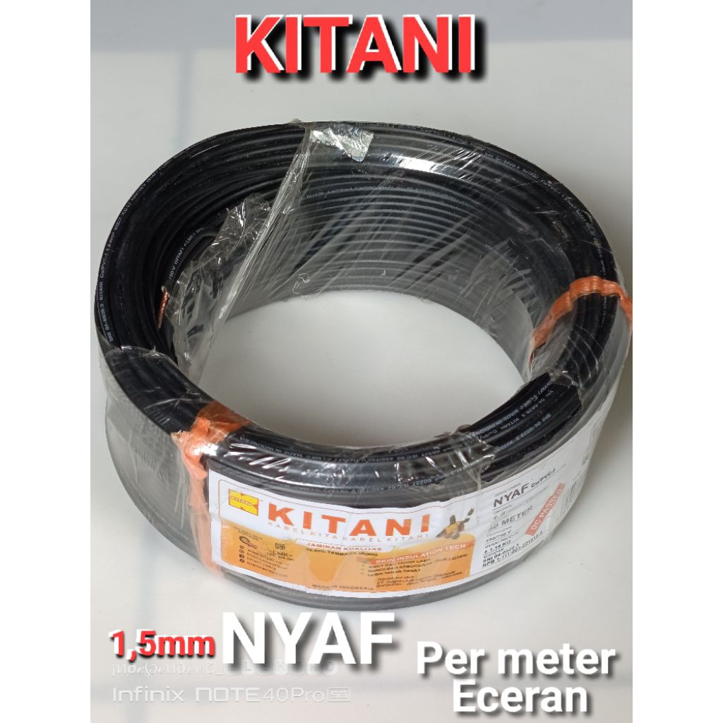 KABEL KITANI NYAF 1,5mm   Kabel KITANI serabut 1,5mm   Kabel Serabut Tunggal KITANI NYAF 1,5mm   kab