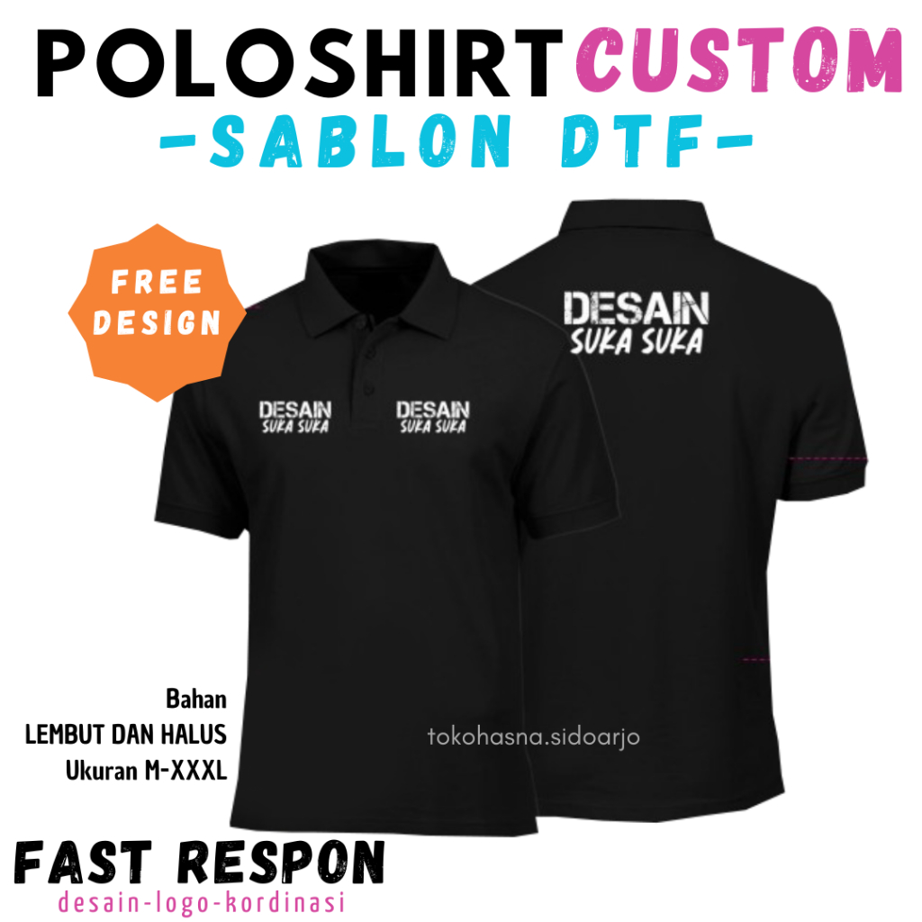 KAOS POLO SABLON TERMURAH, KAOS POLO SABLON DESAIN SUKA-SUKA, POLO SABLON CUSTOM, KAOS SERAGAM SABLO