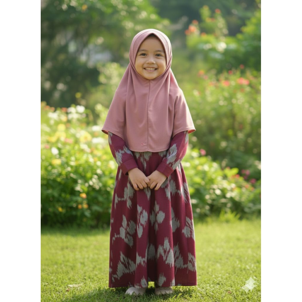 gamis abaya anak kain tenun Jepara CAHAYA TENUN JEPARA