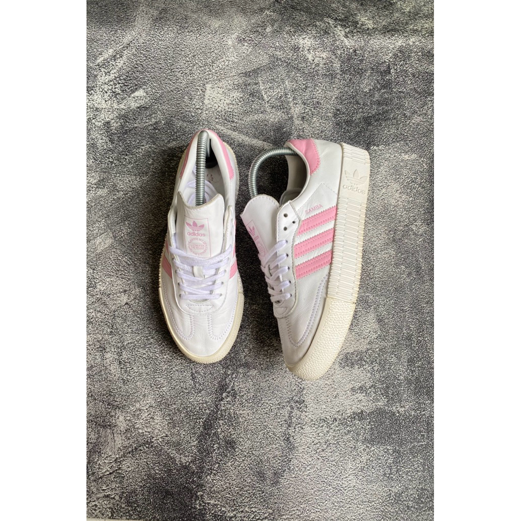 Adidas Sambarose White Pink Sneakers Preloved Size 38,5