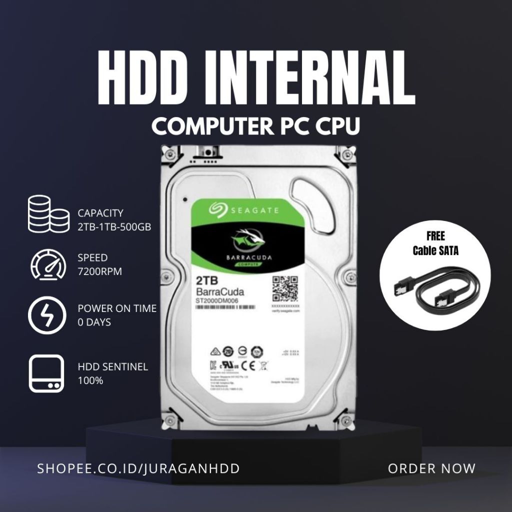 Hardisk Internal 2TB | 1TB | 500GB HDD Baraccuda SATA 3,5" HDD FOR COMPUTER CPU