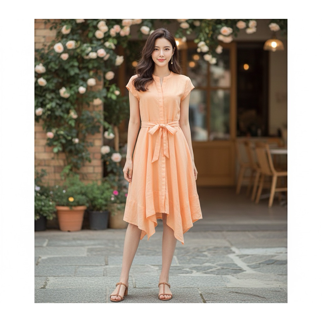 Dny full print longsleeves peasant maxi dress