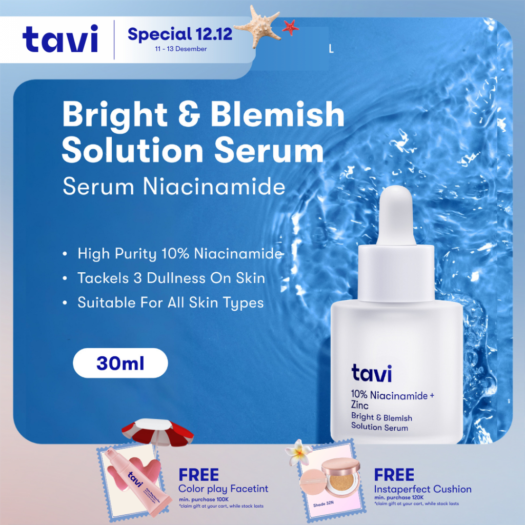 TAVI 10% Niacinamide + Zinc Bright & Blemish Solution Serum 30 ml - Brightening Serum Mencerahkan Ku