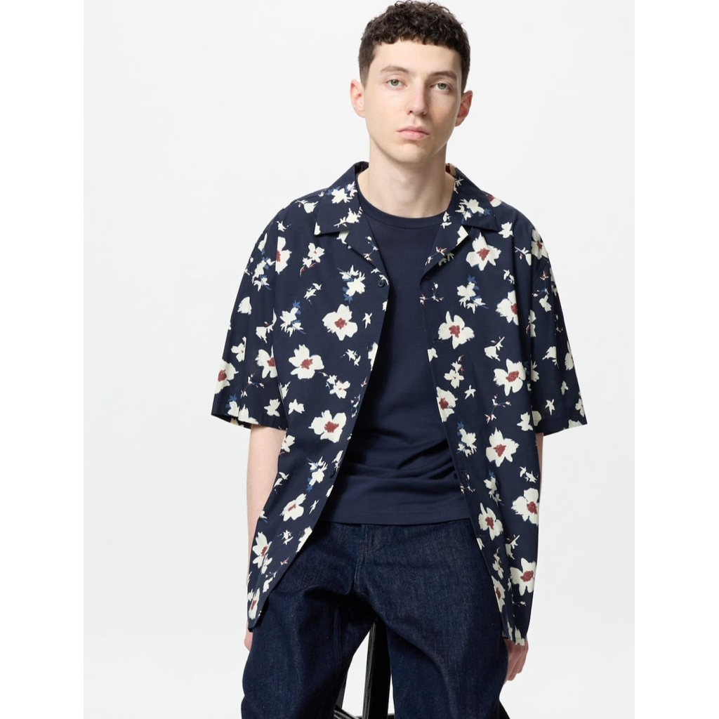 Sale Uniqlo Kemeja Katun Modal Kerah Terbuka Original