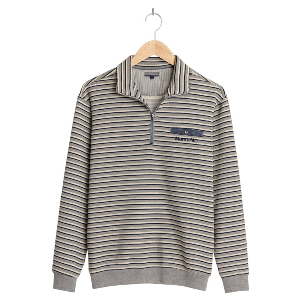 (Unisex) Half-zip Sweater Stripes Mr Junko