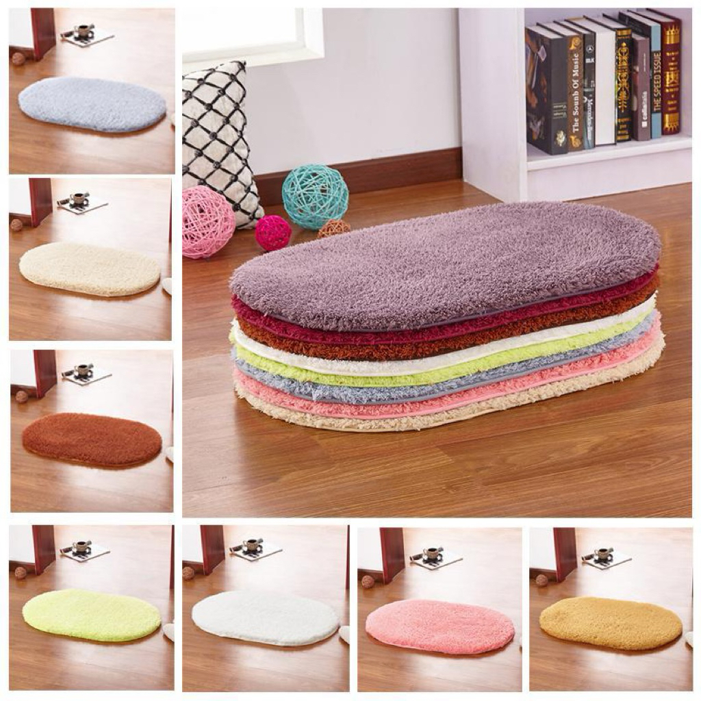 Keset Kamar Mandi 60x40cm Keset Dapur Bulu Oval Handuk Lembut dan Halus