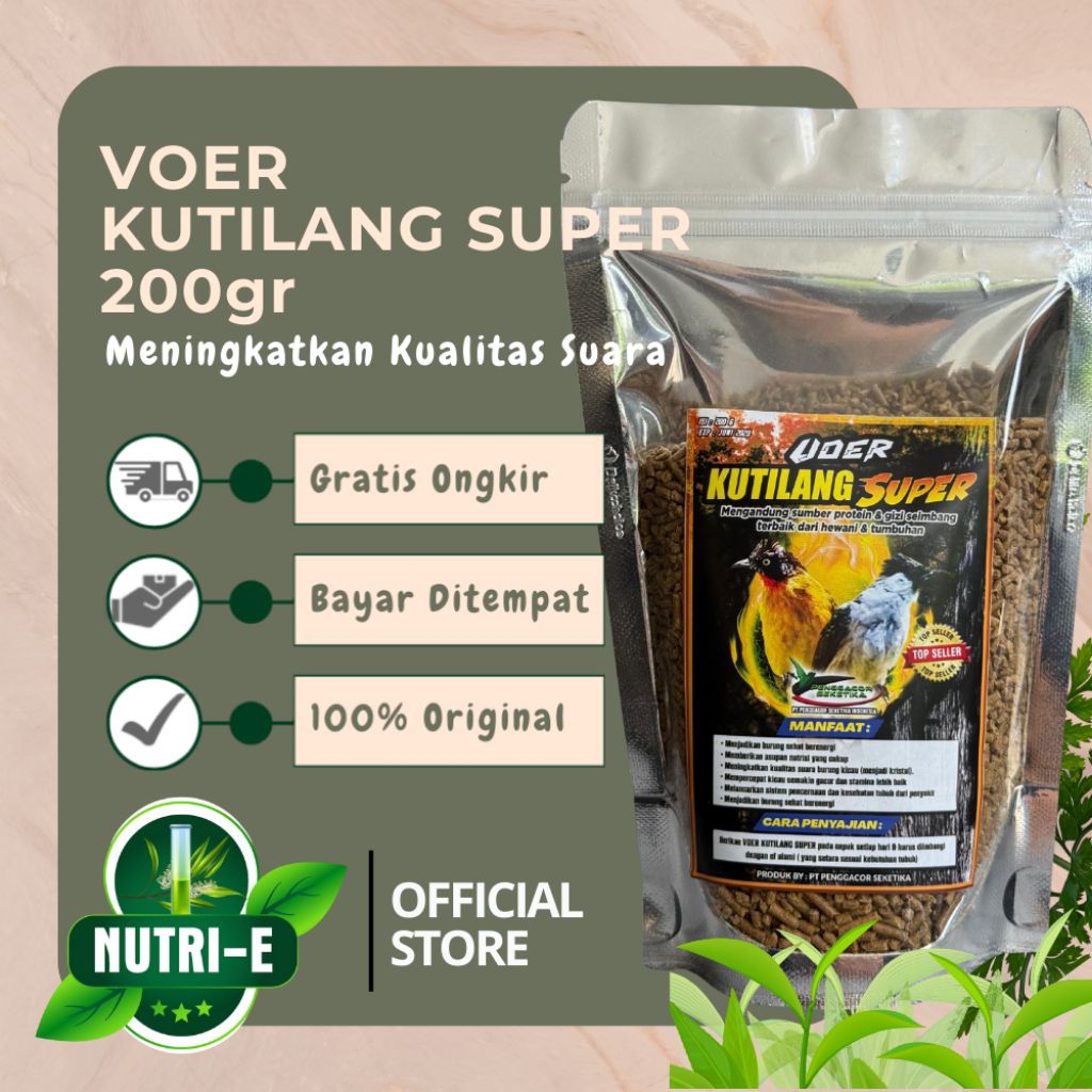 Voer Kutilang Super 200gr Pakan burung Meningkatkan suara burung kicau menjadi kristal berkualitas