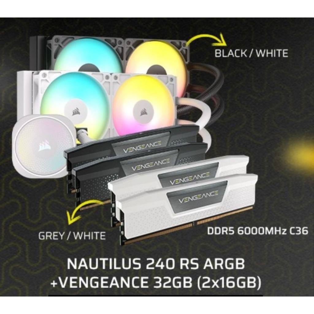Corsair Nautilus RS240 ARGB with Ram Corsair Vengeance 2x16GB 6000mhz DDR5