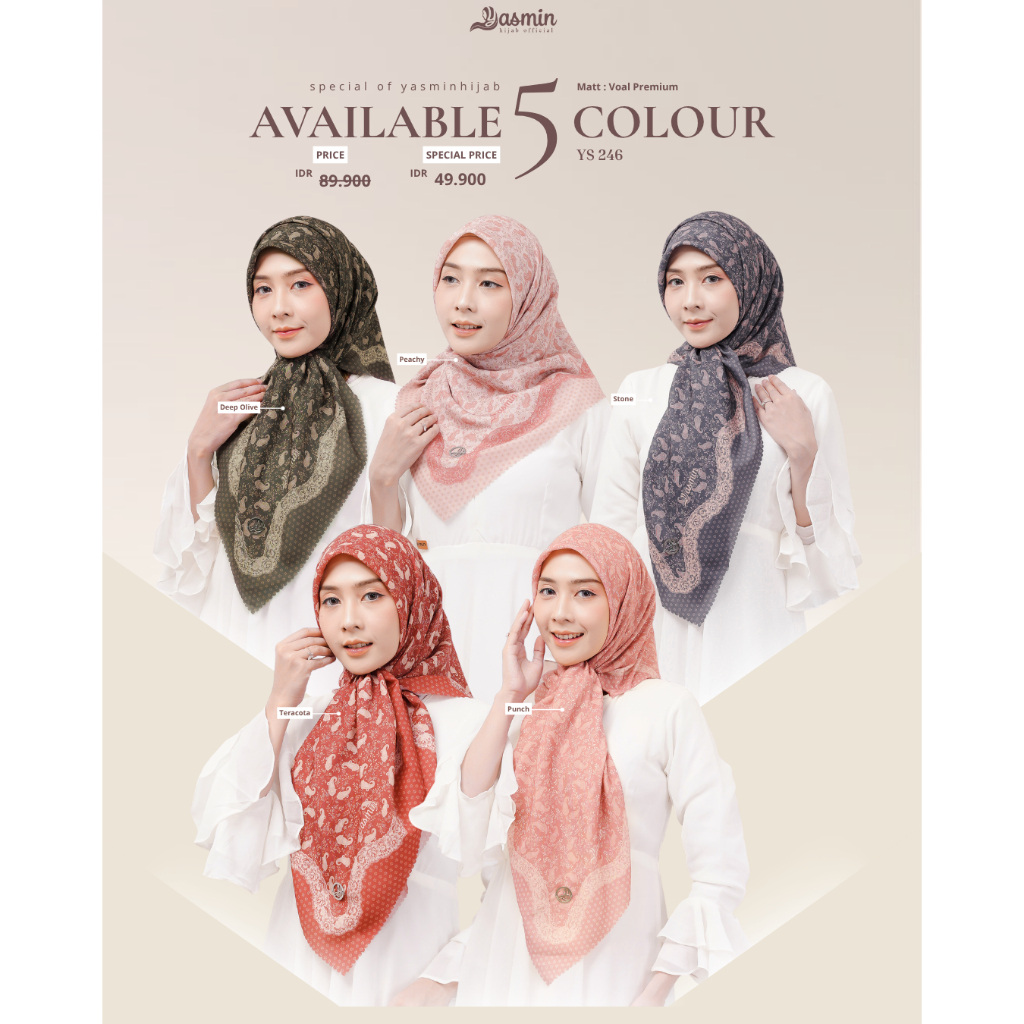 Yasmin Hijab - Segiempat Motif Voal Yasmin Ys 246 Scarf Motif Premium