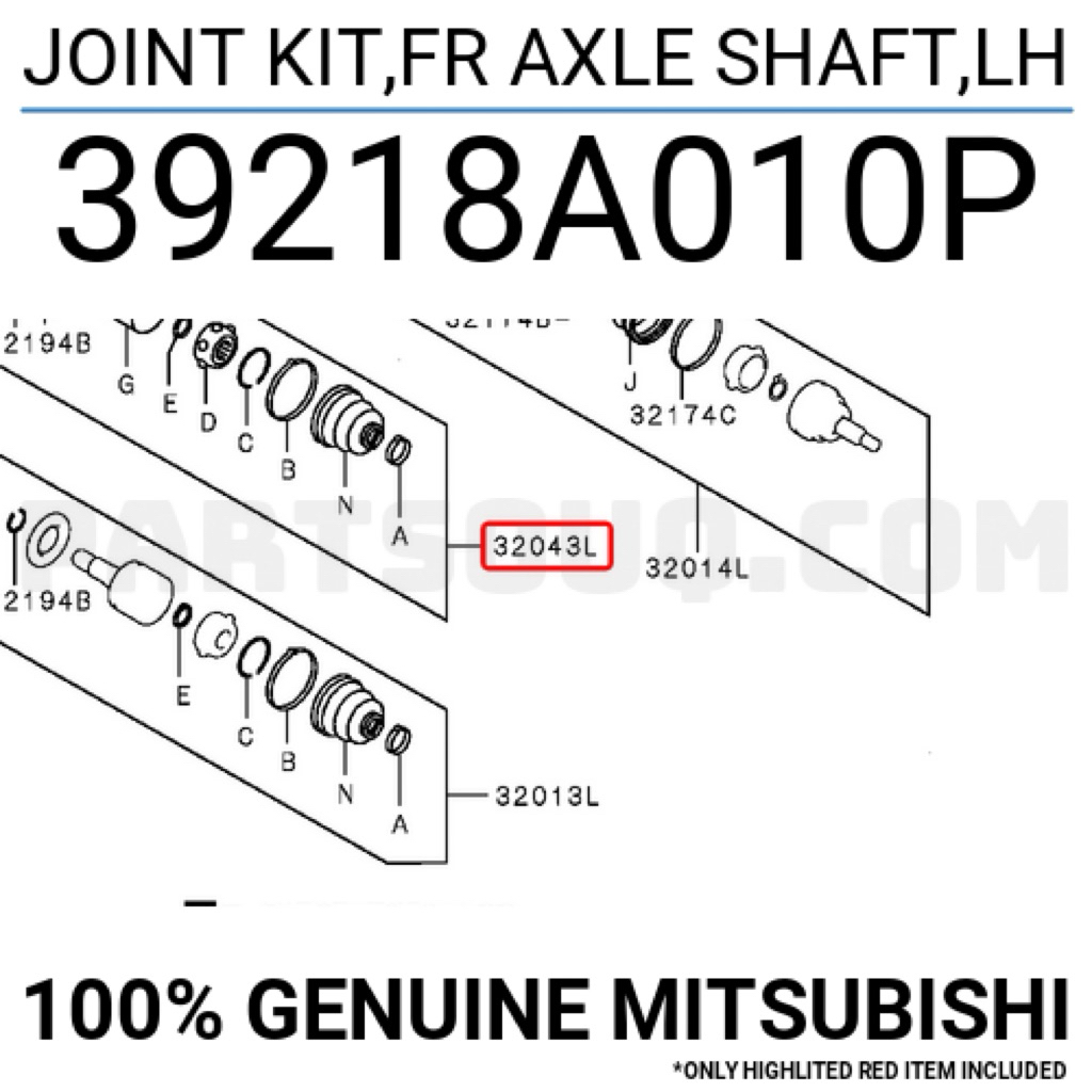 JOINT KIT AS RODA DEPAN KIRI NEW TRITON 4N16 ORIGINAL MITSUBISHI | 39218A010P