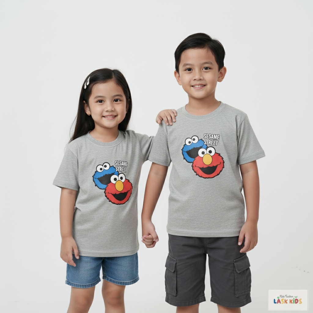 Lask Kids Baju Kaos Anak ELMO SESAME STREET ABU