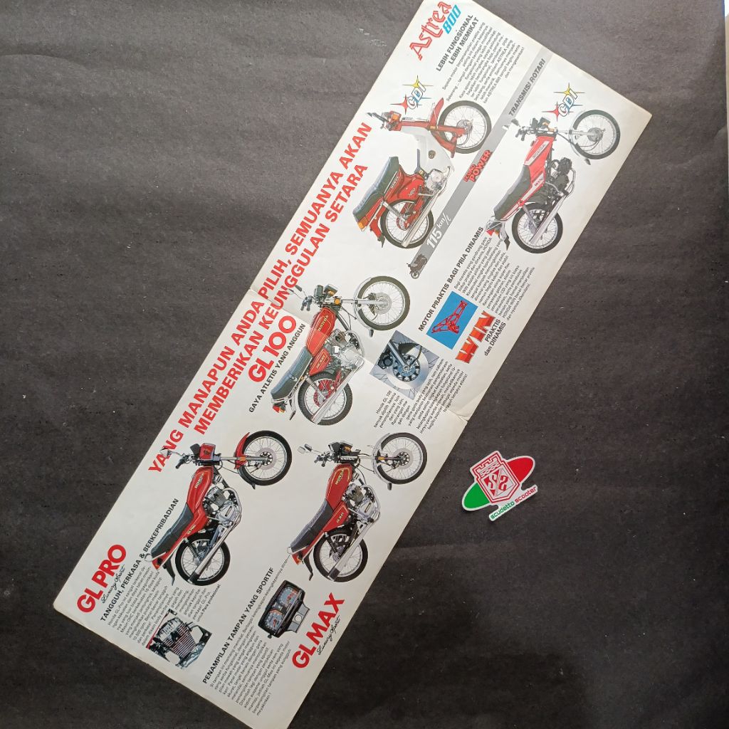 brosur asli honda gl pro gl max gl 100 honda win astrea 800 original vintage