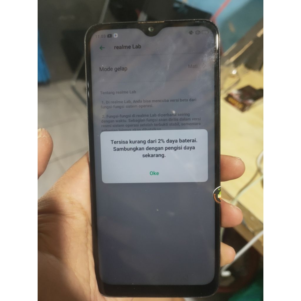 Lcd nempel frame Realme c2 Oppo a1k minus tc eror
