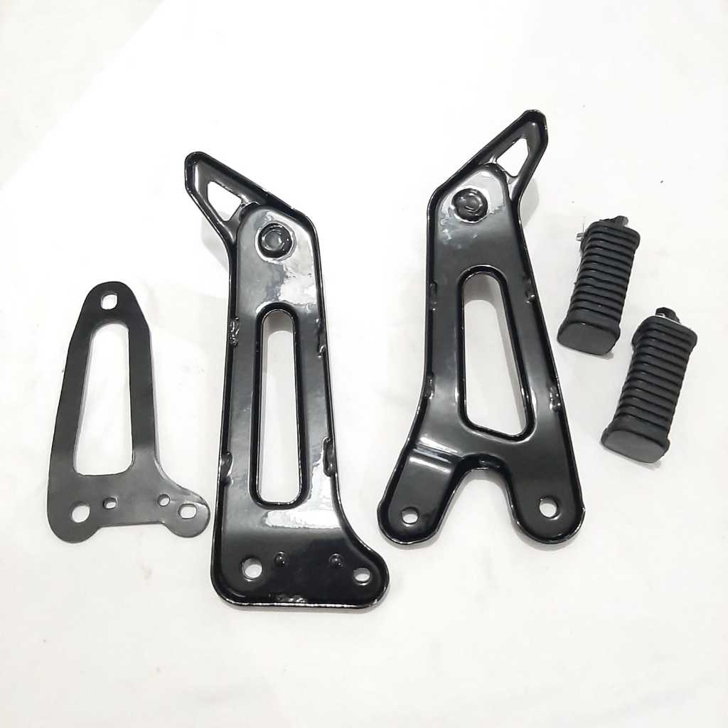 DUDUKAN STEP BELAKANG PLUS KARET STEP BREKET KNALPOT RX KING RXKING NEW 2008 3 BAGIAN HITAM