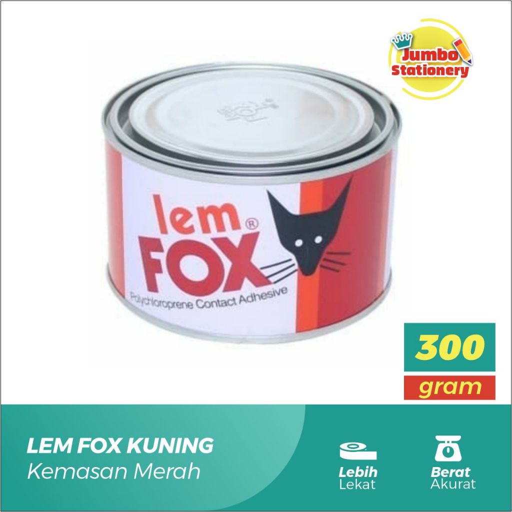 Lem Fox Kuning Kaleng 300gram/Lem Fox Aibon Kuning Kaleng/Lem Serbaguna