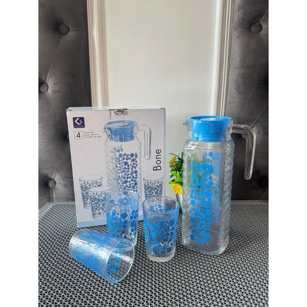 TEKO KIMGLASS SET GELAS BONE WARNA KADO PERNIKAHAN