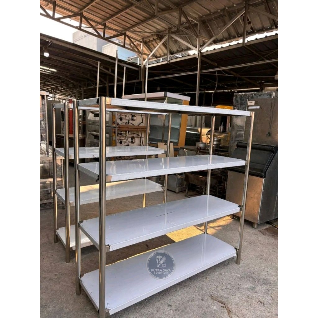 Rak Stainless Solid Dapur MBG 4 Susun - Rak Susun Stainless - Rak Dapur Stainless 4 Susun - Rack Sta