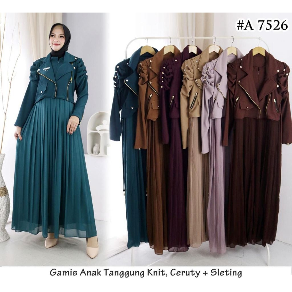 Gamis Anak Tanggung Knit + Ceruty dengan Outer Sleting – Model Kekinian Elegan