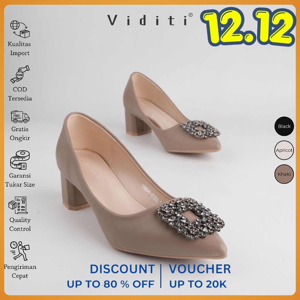 Viditi Crystal Block Heels 4 cm | Sepatu Import Wanita