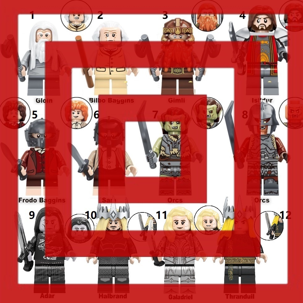 LOTR The Lord of The Ring of Power Gimli Isildur Bilbo Baggins Frodo Sam Gloin Orc Adar Galadriel Sa