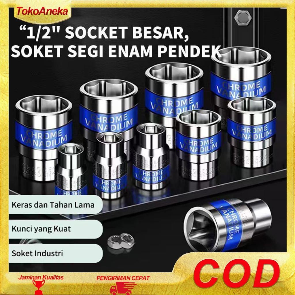 Mata Kunci Sok 1/2" (ECER - Jual Per Unit) / Mata Sok 1/2 INCH 6 PT Material CRV Kualitas Tinggi / K