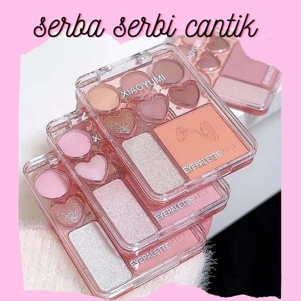 KOSMETIK Palet Eyeshadow 8 Warna Bentuk Hati Matte Blush Highlighter Tahan Air