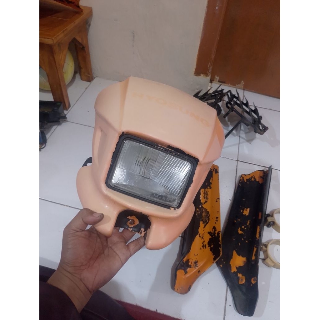 Headlamp Trail Hyosung Rx125D (dohc) set cakep asli warna orange buat monstrac hyosung rx125 (sohc) 