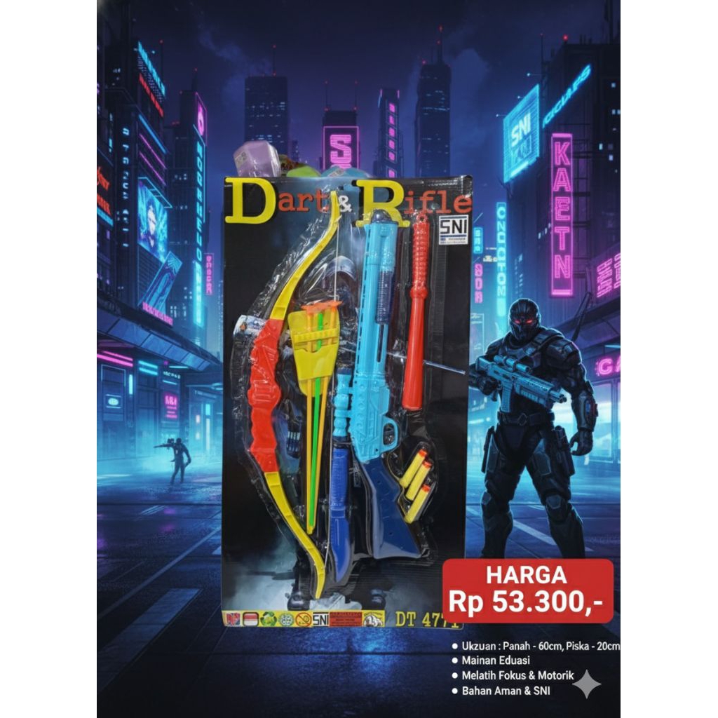 Mainan Anak Tembak"an & Tembak Belati DT 4771 Dart & Rifle SNI Terbaik untuk Anak-anak