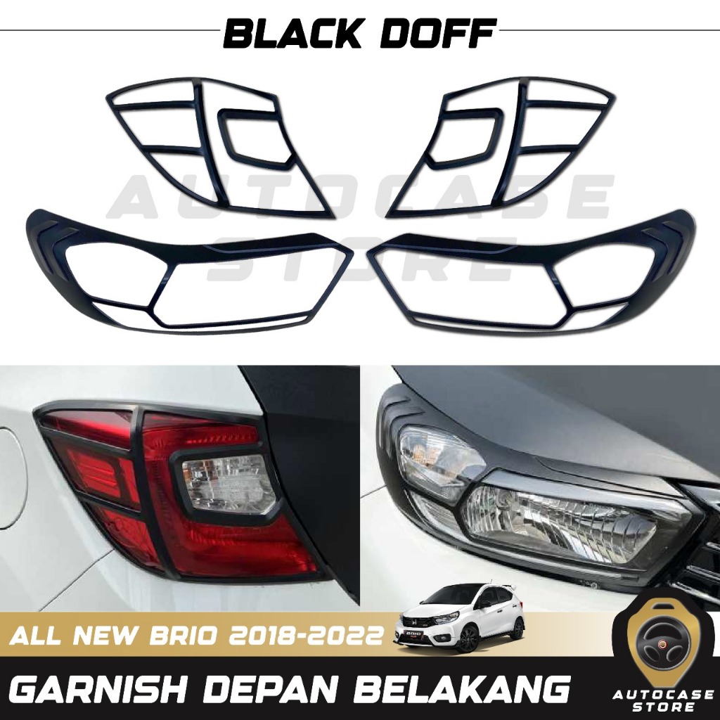 GARNISH DEPAN DAN BELAKANG ALL NEW BRIO 2018-2022 HITAM DOFF PNP AKSESORIS MOBIL