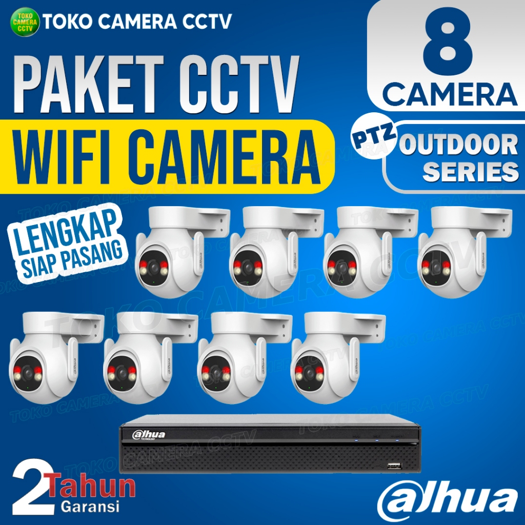 PAKET CCTV WIFI PTZ DAHUA OUTDOOR 8 CHANNEL 8 KAMERA