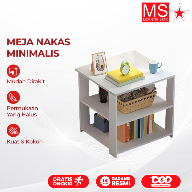 Meja Nakas Rak Buku Kecil Serbaguna Meja Samping Kamar Estetik Rak Display Kamar Ruang Tamu Modern
