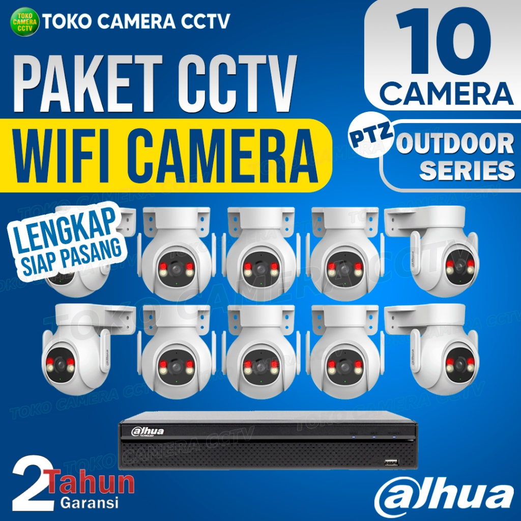 PAKET CCTV WIFI PTZ DAHUA OUTDOOR 16 CHANNEL 10 KAMERA