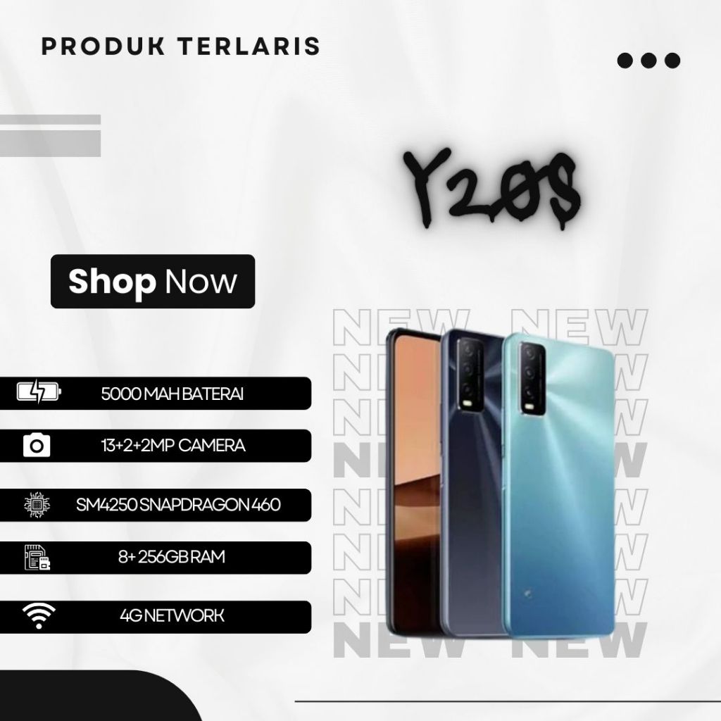 HP VIVO Y20S SMARTPHONE RAM 8GB + 256GB BERGARANSI 12 BULAN
