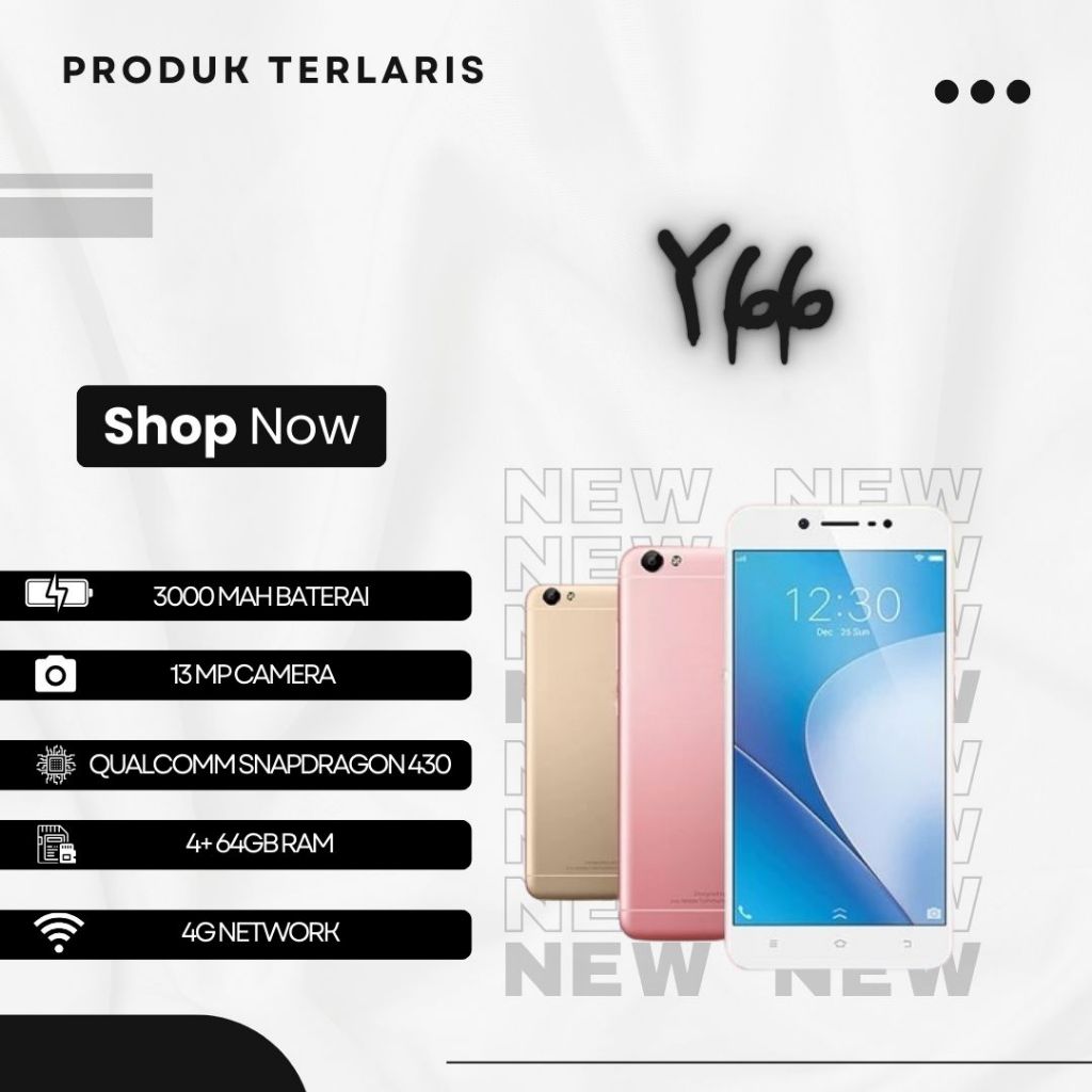 HP VIVO Y66 RAM 4GB+64GB Smartphone 4GLTE Bergaransi 12 Bulan
