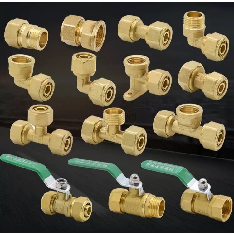 Variasi sambungan pipa air panas water heater kuningan - keni knie elbow sok sock nepel naple t tee 