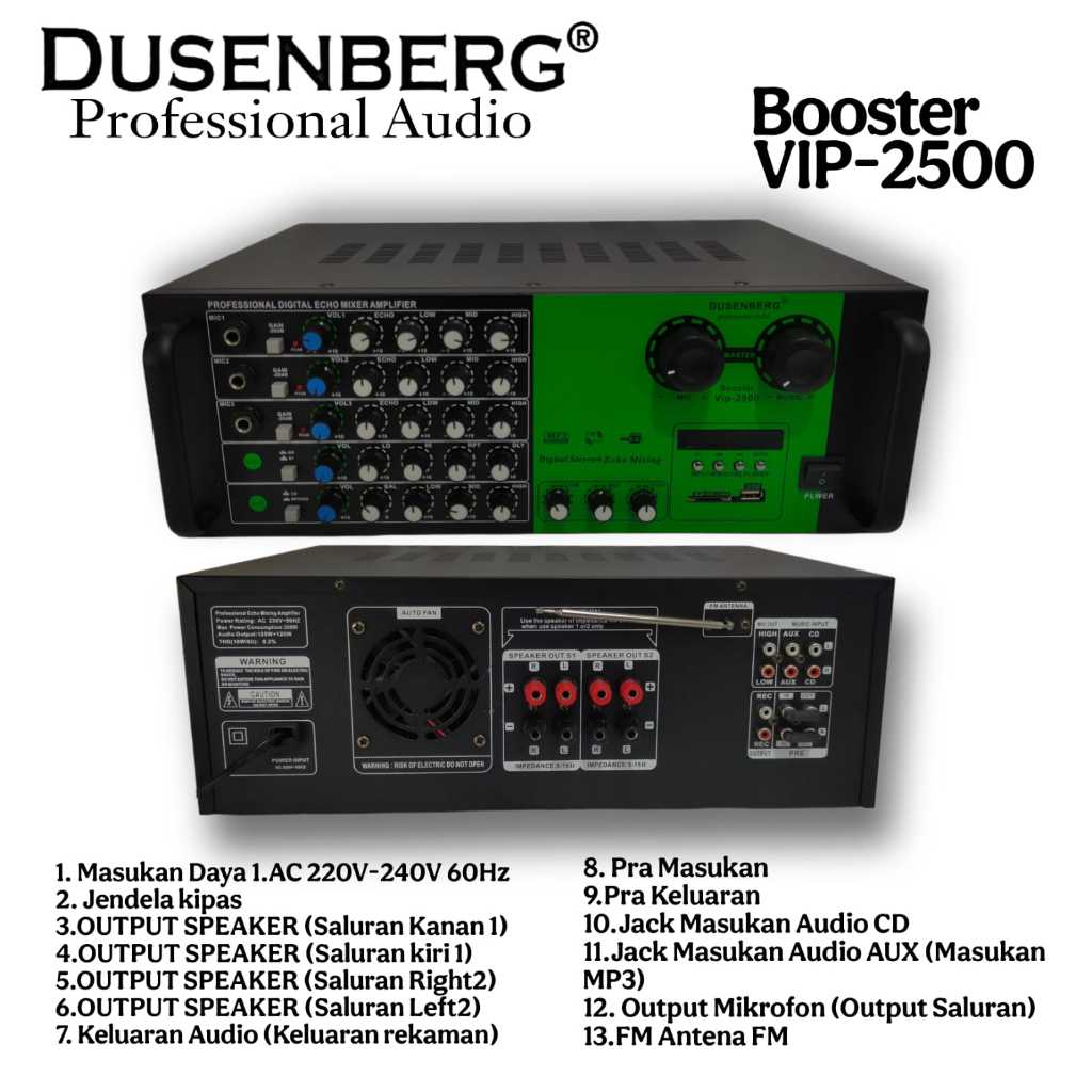 Amplifier DUSENBERG Booster Vip 2500 / Vip2500 - Karaoke Smart Tv Bluetooth Usb - ORIGINAL GARANSI RESMI