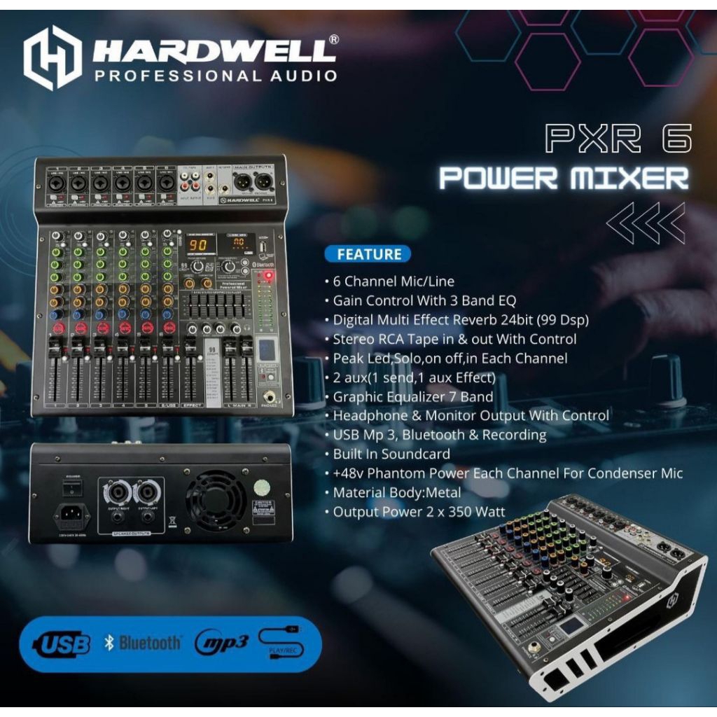 POWER MIXER HARDWELL PXR 6 ORIGINAL POWER MIXER HARDWELL 6 CHANNEL