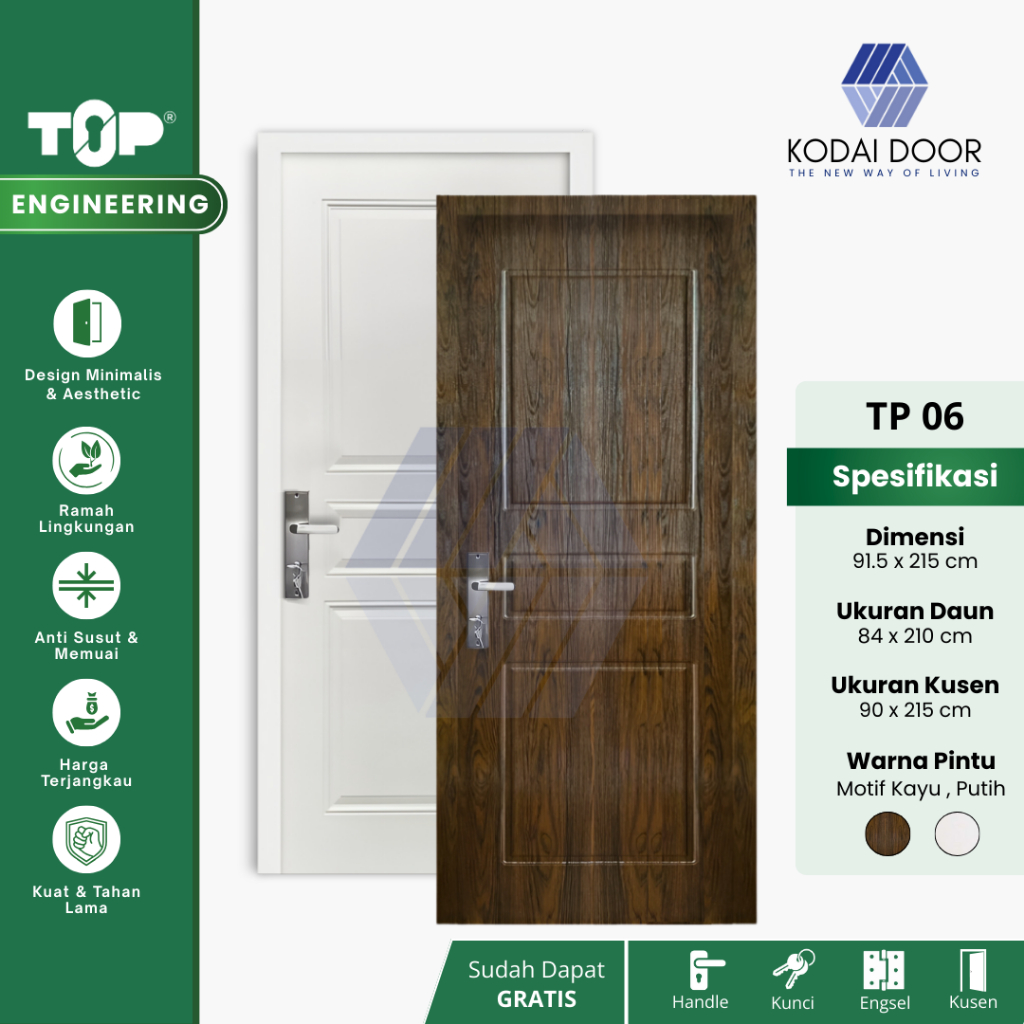 NEW TP SERIES - TOP ENGINEERING DOOR / TP 06 /  PINTU KAMAR TIDUR / PINTU KAYU ENGINEERING / PINTU E