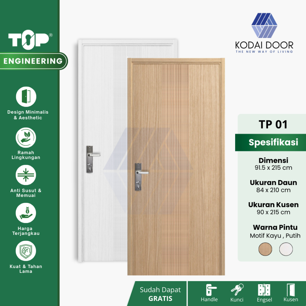 NEW TP SERIES - TOP ENGINEERING DOOR / TP 01 / PINTU KAMAR TIDUR  / PINTU KAYU ENGINEERING / PINTU E