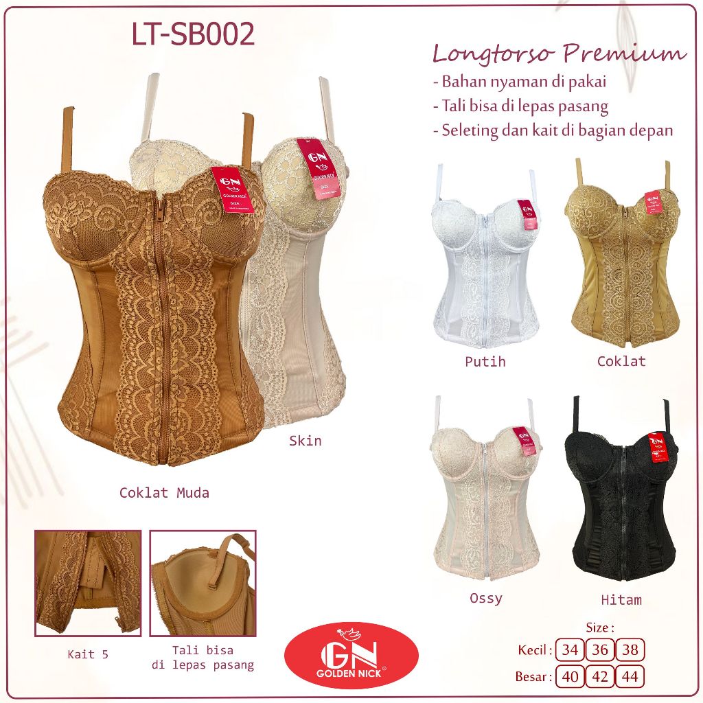 Golden Nick - Longtorso Peramping Perut Korset bra Pelangsing Camisol Kondangan Kebaya LT SB002 | Da
