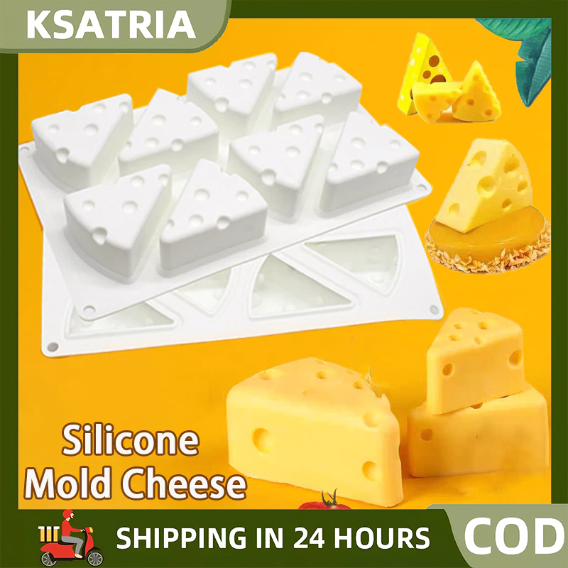 Cetakan Puding Coklat Kue Silikon Bentuk Keju Mold Cheese Cetakan Kue Keju Silikon 8 Lubang Cetakan 