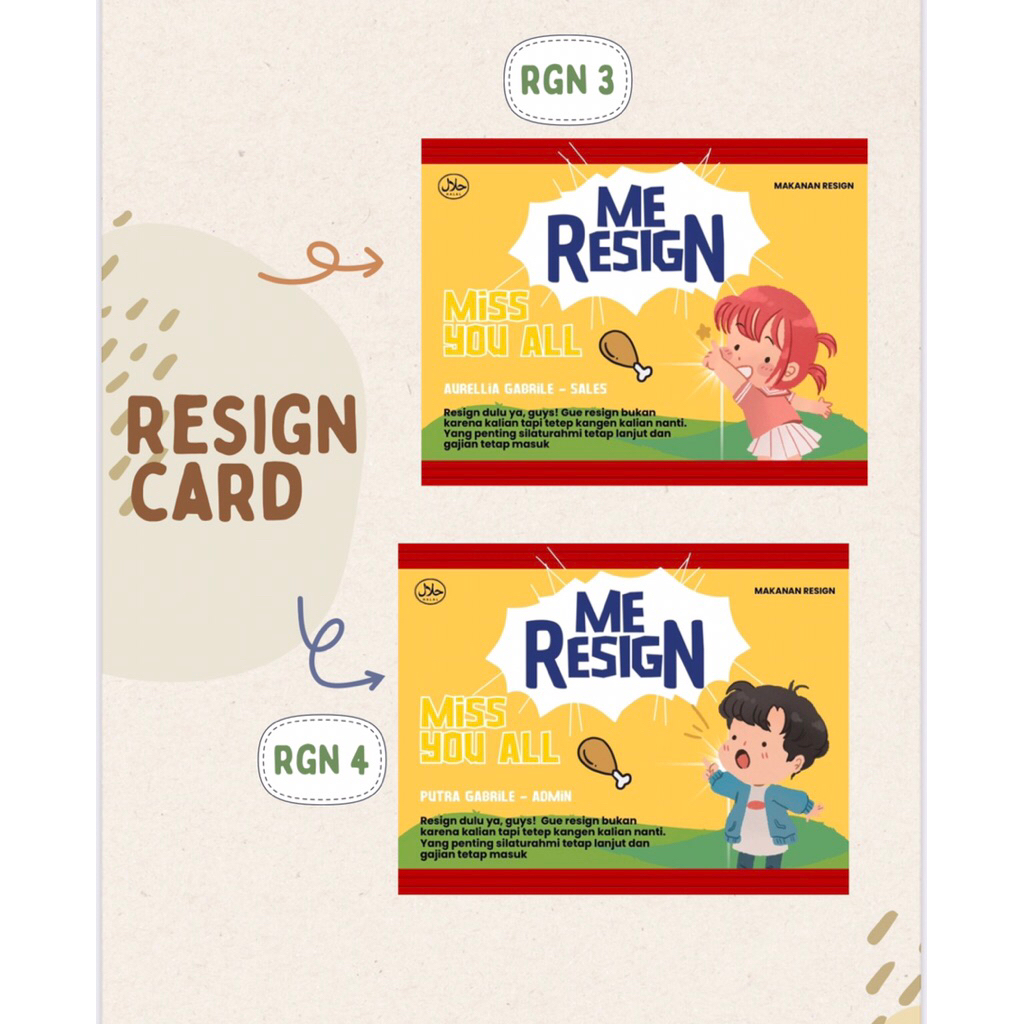 Kartu Ucapan Resign / RESIGN CARD (edisi mie kremez)